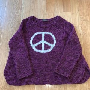 Wooden ships “peace” sweater. Small/medium. Purple with white  ☮️  sign!